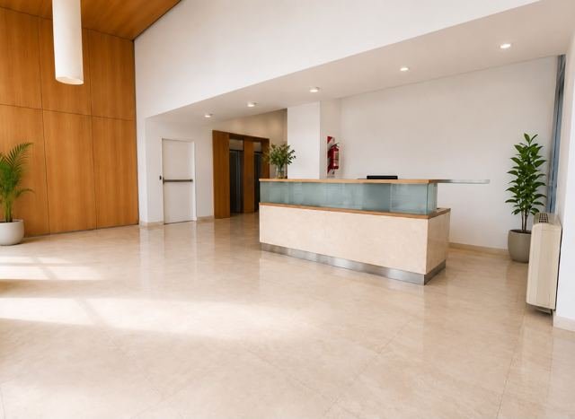 Hall de entrada del edificio con recepción